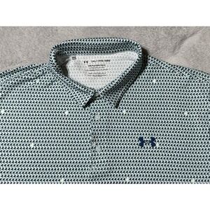 Under Armour Playoff Polo Golf Shirt Mens 2XL Blue AOP Polyester Short Sleeve